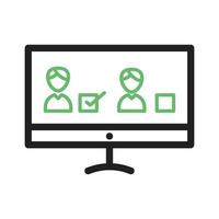 Online Vote Line Green and Black Icon vector