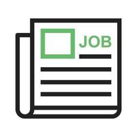 Newspaper Job Ad Line Green and Black Icon vector