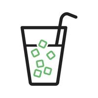 Drink with ice Line Green and Black Icon vector