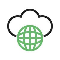 Global Cloud Line Green and Black Icon vector