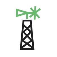 Windmill Line Green and Black Icon vector