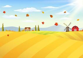 Farm landscape at autumn vector