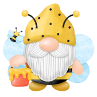 gnomos miel abeja acuarela clipart png