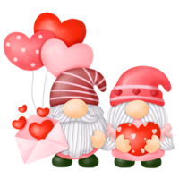 Watercolor Gnomes Valentine Clipart, Digital painting png