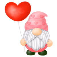 Watercolor Gnomes Valentine Clipart, Digital painting png