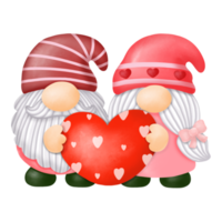 acuarela gnomos clipart de san valentín, pintura digital png