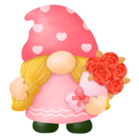 acuarela gnomos clipart de san valentín, pintura digital png