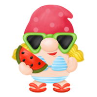 clipart ad acquerello di gnomi estivi, gnomi da spiaggia png