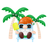 clipart ad acquerello di gnomi estivi, gnomi da spiaggia png