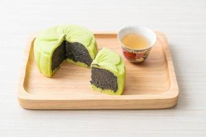 Chinese moon cake green tea flavour photo