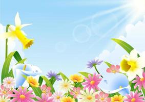 Abundance of blooming flowers at spring time vector