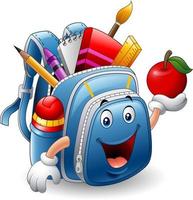 mochila escolar de dibujos animados con manzana roja