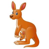 Cartoon kangaroo carrying a joey vector