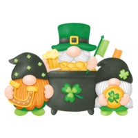 aquarelle st. patrick's day gnomes clipart, peinture numérique png