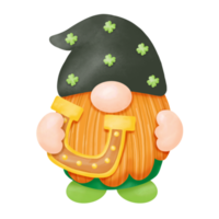 Watercolor St. Patrick's Day Gnomes Clipart, Digital painting png