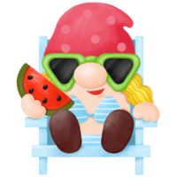 clipart ad acquerello di gnomi estivi, gnomi da spiaggia png