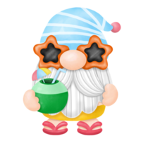 clipart de aquarela de gnomos de verão, gnomos de praia png