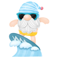 gnomos prancha de verão, clipart em aquarela png