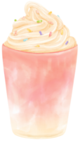 aquarela de bebida de verão de morango png