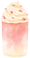 aquarelle de boisson d'été aux fraises png