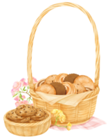 panier de biscuits aquarelle png