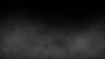 animatie van mist op een zwarte achtergrond, mysterieuze mist, abstracte witte rook in slow motion, donkere wolken mist langzaam vliegend. realistische drijvende rookwolken mistoverlay