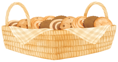 cesta de biscoitos aquarela png