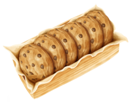 cesta de biscoitos aquarela png