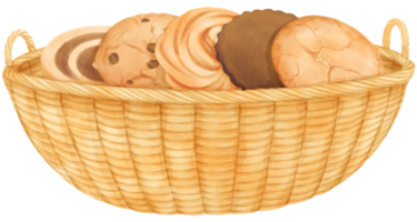 watercolor basket of cookies png