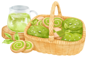 watercolor basket of cookies png