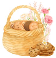 watercolor basket of cookies png