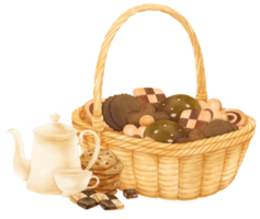 panier de biscuits aquarelle png