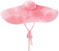 ilustração em aquarela de chapéu rosa fofo para elemento decorativo de verão png