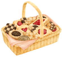 watercolor basket of cookies png