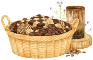 watercolor basket of cookies png