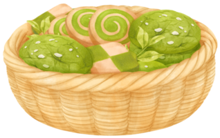 watercolor basket of cookies png