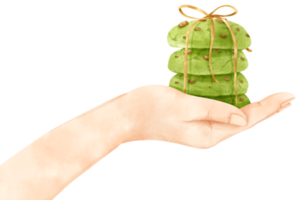 watercolor hand holding cookies png