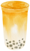 Bubble Milk Tea watercolor illustartion png