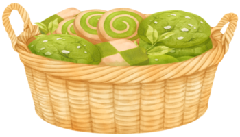 watercolor basket of cookies png