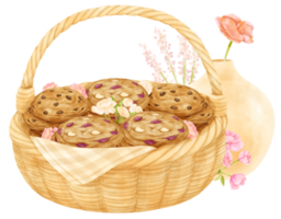 panier de biscuits aquarelle png