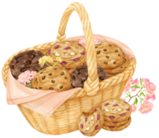 watercolor basket of cookies png