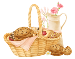 watercolor basket of cookies png