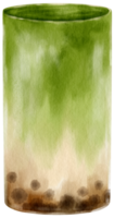 illustrazione dell'acquerello del tè della bolla del tè verde matcha png