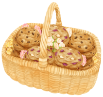 cesta de biscoitos aquarela png