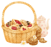 panier de biscuits aquarelle png