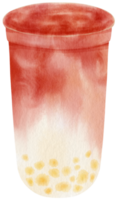 illustration aquarelle de thé au lait à bulles png
