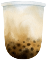 ilustración de acuarela de té de leche de burbujas png