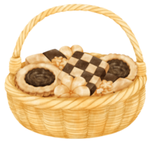 cesta de biscoitos aquarela png