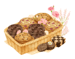 watercolor basket of cookies png