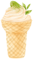 aquarelle de crème glacée au matcha au thé vert png